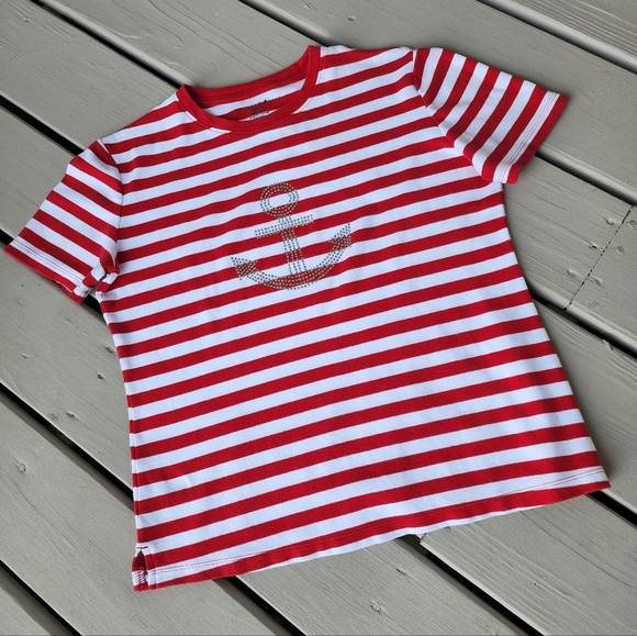 S Anchor red/white stripe cotton top - Picture 1 of 9